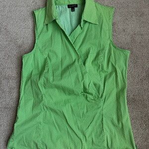 Talbots Green Sleeveless Wrap Blouse